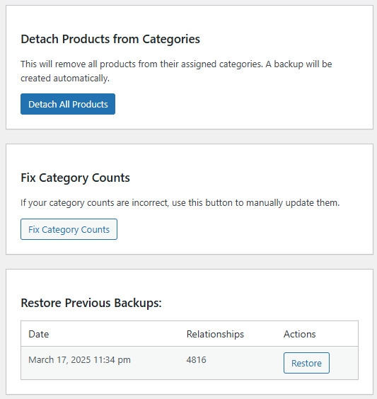 Screenshot of admin screen.